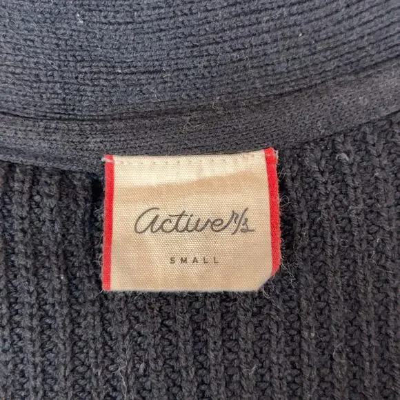 ACTIVE Unisex Long-Sleeve Chunky Ribbed Knit Open Cardigan (Black | Size S) - Picture 5 of 6